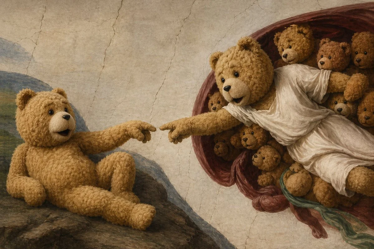 Teddy bear Creation of Adam